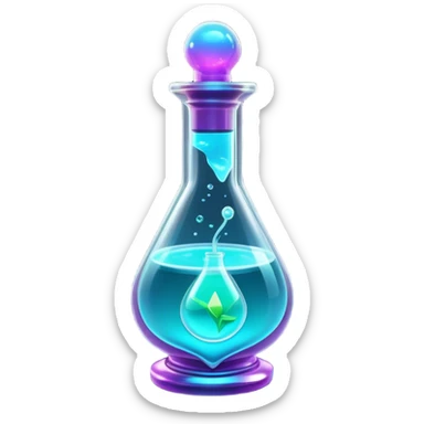 Clash of Clans aesthetic: Cinematic Playful Sci-fi Health Potion Emoji, rendered in a 3D vector-style similar to standard emojis with minimal shading and bold, simplified shapes. A compact, futuristic vial with a glowing neon liquid and sleek contours, softly glowing with a healing cosmic charm. Simplified yet unmistakably iconic, highly detailed and consistent, glowing with a soft radiant glow and high shine. Stylized with a touch of futuristic alchemy and a soft glowing outline, capturing the essence of a vital energy elixir with a playful, interstellar spirit! sticker