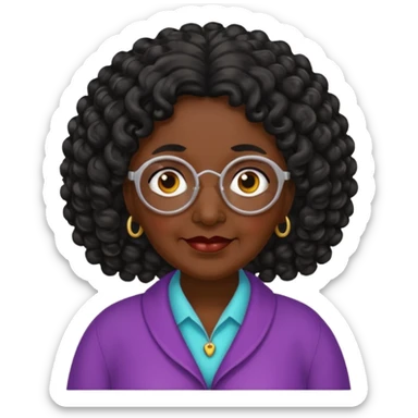 Dark skin grandma with 3c-4a long black curly hair  sticker