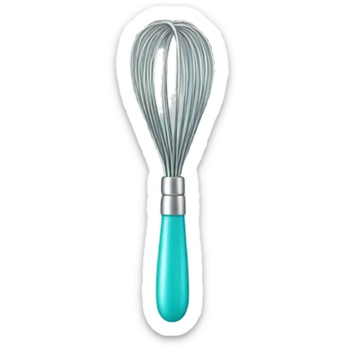 Realistic silver metallic and tiffany blue whisk.  sticker