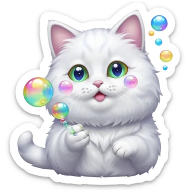 cat blowing bubbles sticker