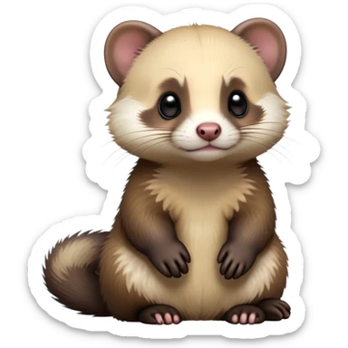 cinematic-[ferret]-realistic-full-body-sitting-emoji,-tiny-paws-tucked-close,-head-tilted-dramatically,-fluffy-[sable]-fur,-simplified-yet-realistic-focused-features,-highly-detailed,-glowing-with-an-almost-sarcastic-glow sticker