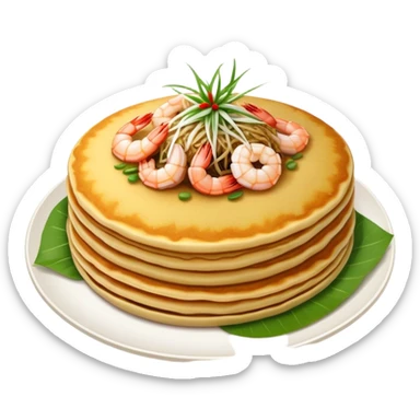 Cinematic Realistic B√°nh x√®o Dish Emoji, depicted as a crispy Vietnamese pancake filled with shrimp, pork, and bean sprouts rendered with dynamic textures and vibrant, appetizing lighting. sticker