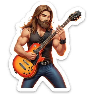 Icon for Metal Music: Manowar performing live, with powerful imagery of the band on stage, electric guitars, drums, and heavy metal energy. The background features a fiery stage and intense lights, reflecting the epic atmosphere of their concert. Transparent background. sticker