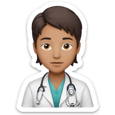 androgynous medium tone skin physician sticker
