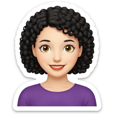 mujer blanca con cabello corto rizado negro sticker