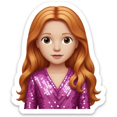 Carrie White from Carrie with long reddish blonde hair, pink sequin outfit  sticker