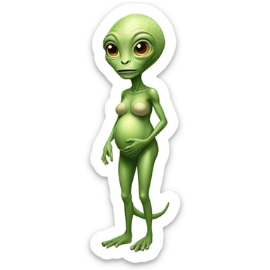 a Reptilian alien woman, full body, Pregnant sticker