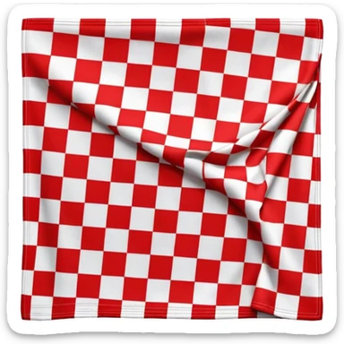 A checkered cloth, resembling a small hand towel, with a classic, patterned design in alternating squares of color sticker