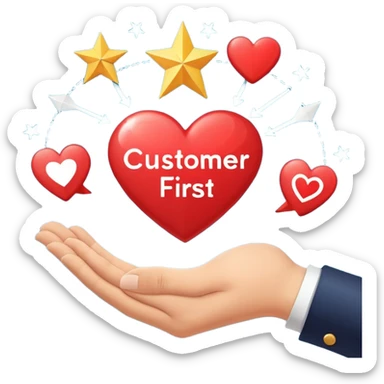 I need to create a slack emoji of: Customer-First. Create one for me, it should have the text as well with some attractive visual. Give me 10 ideas sticker