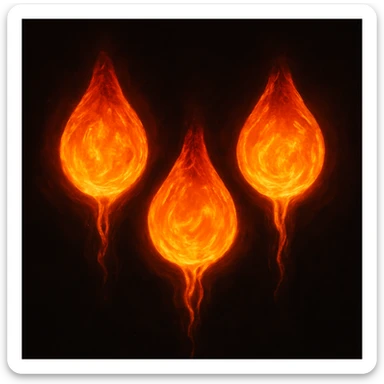 three glowing molten lava droplets with a sense of heat and fluidity sticker