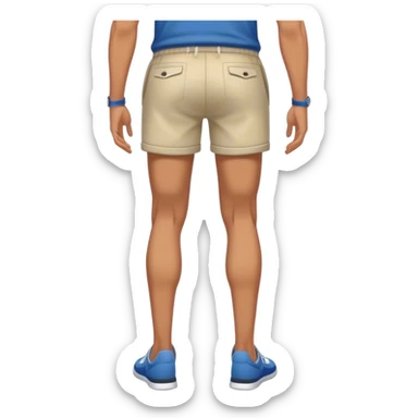 back view of full male legs with shorts sticker