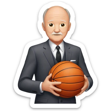 Gene Hackman wearing a suit with basketball  sticker
