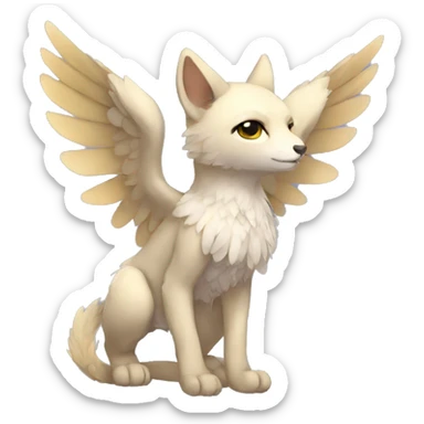Anthro shy cute winged animal hybrid full body sticker