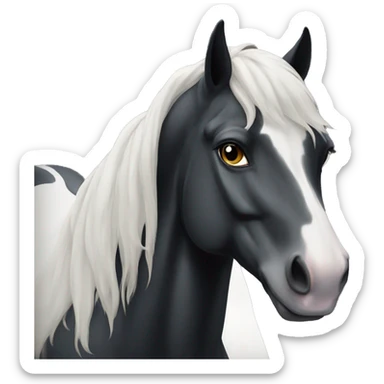 black horse with long wite blaze sticker