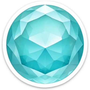 Faceted round smithsonite with robin's egg blue color and holographic shimmer sticker