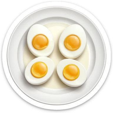 Hard boiled Egg whites on a white flat plate.  sticker