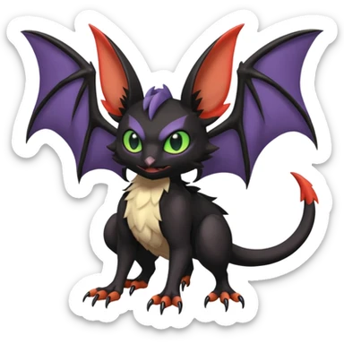  Noibat-Noivern-Trico-Nargacuga-Litten-Hybrid with huge bat wings for ears sticker