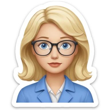 Blonde avec yeux bleus qui est architecte , cheveux ondulés  sticker