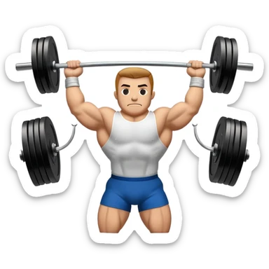 An emblem symbolizing powerlifting, featuring a bold barbell at the center, with strong, muscular arms lifting the barbell. The design is dynamic and powerful, using sharp lines and bold text. The background is minimal, ensuring the focus stays on the emblem. sticker