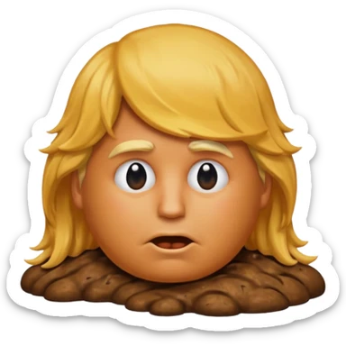 the poop emogi, a pile of poop in trumps image   none of those are what i want  i want the poop emogi with trumps face renbdered in poop, with an orange cast, and his wig on top nope  nope sticker