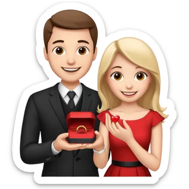 A man proposing to a woman sticker