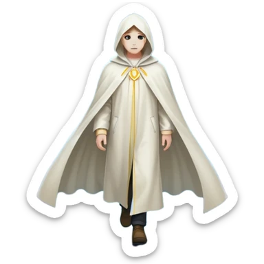 Smoky neon-lit city at night, empty streets glowing — among the haze, one figure in white wanders alone sticker