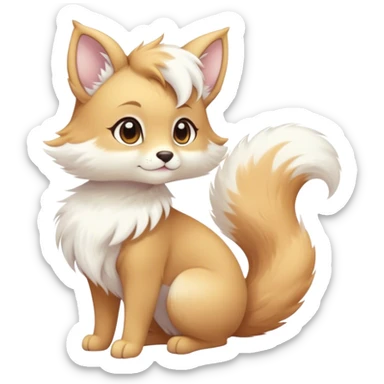 Kawaii bright fantasy ethereal anthro fursona animal with a tufted tail and round ears sticker