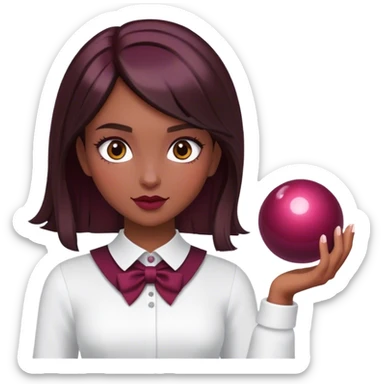 A brunette girl with a square hairstyle , with a magic ball Burgundy sticker