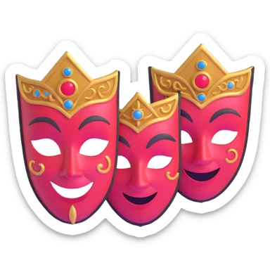 classic Greek drama masks, traditional comedy with smile and tragedy with frown, ornate theater masks sticker