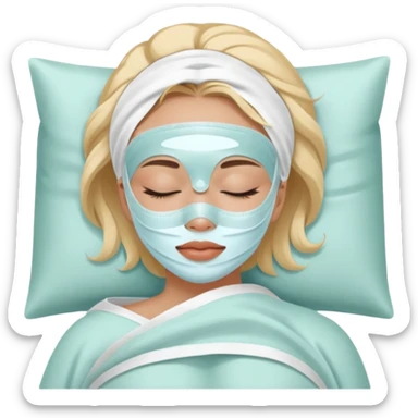Girl sleeping peacefully with a white beauty face mask on, self care routine sticker