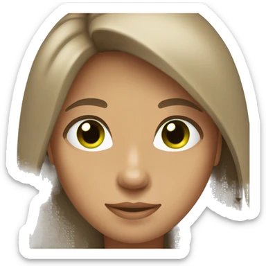 Person Tan,brown straight hair, green eyes, purple top sticker