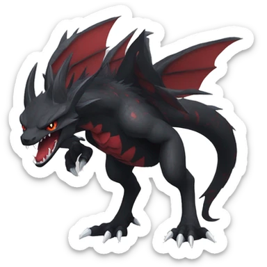 cool edgy black and red Dark-type nargacuga Pokémon full body sticker