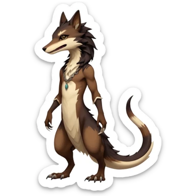 Brown and beige badass elegant wild beautiful natural cute badass epic anthro modern sergal-vernid-creature, full body, dark-brown-black-gradient pretty hair, outside, modern, aesthetic, art by LiLaiRa, art by art by Falvie sticker