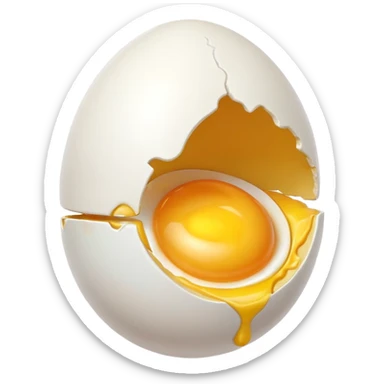 egg object icon, cracked egg with yolk, 3D cartoon, mobile game icon style, clean background, no text, no watermark
 sticker