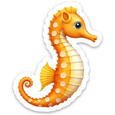 olorful cartoon-style seahorse. 🪸

It’s primarily orange with yellow and white spots along its body. The seahorse has a large blue eye, a curled tail, and a pinkish fin on its back. Its design is cute and stylized—similar to what you’d find in children’s illustrations, stickers, or emoji-like art sticker