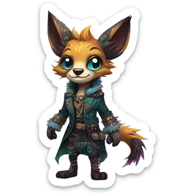 cute cool edgy fantasy animal fursona creature by griffsnuff & LiLaiRa & Falvie with badass colors with patterns and a spiked collar full body sticker