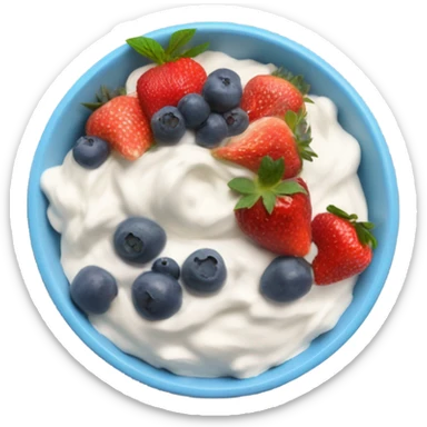 Bowl of fruit skyr topped with fruits Blue Berry, strawberry mangé sticker