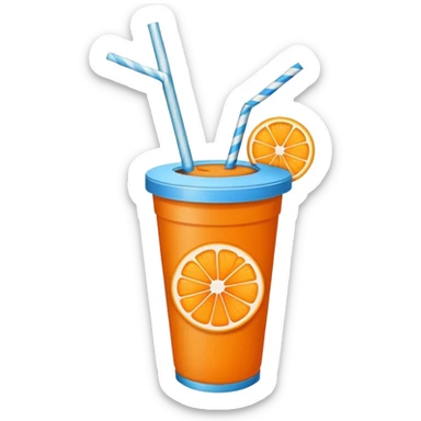 a orange fruit with white & blue striped paper straw sticker