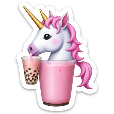 Unicorn drinking boba tea  sticker