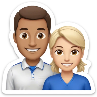 A male sports teacher and a female sports teacher greet you as if to say welcome and invite you in. sticker