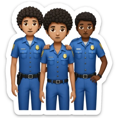 Make a dirty Indian with a short Afro that is curly hair getting arrested. Make the Indian skinny too. Give him a it support outfit not a police uniform sticker
