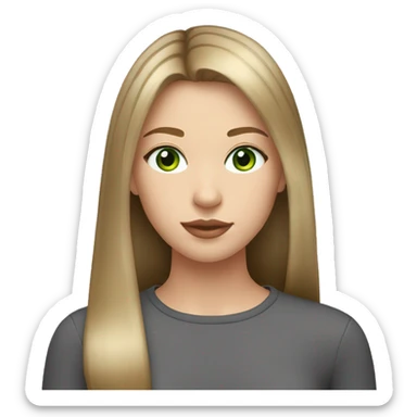 15 year old girl with brown hair and blonde highlights with straight hair pinky lips and green eyes sticker