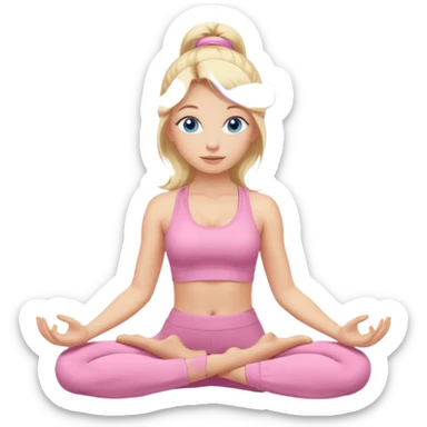 blonde yoga girl light pink clothes, blue eyes  sticker
