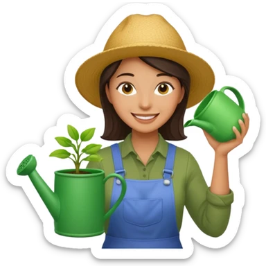 woman gardener with watering pot sticker