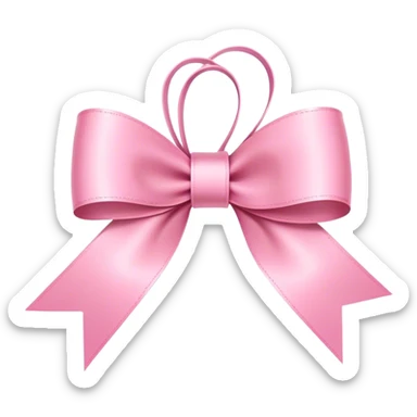 Super ultra-thin and stretched ribbon bow, as narrow as possible, single loop, no extra loops, no fluffy or rounded shapes, only one long and sleek ribbon, delicate, minimalist, NO DOUBLE LOOPS, NO THICKNESS, ONLY A SINGLE SLIM LINE pink sticker