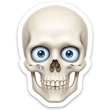 a bone head structure with lone jawline blue eyes total bones appear  sticker