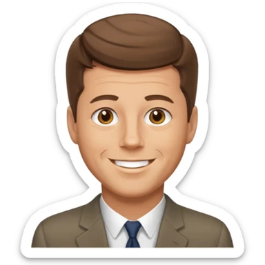 guy with a JFK style haircut that is medium brown. hazel eyes that lean green. light skin sticker