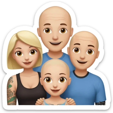 throuple blonde female brunette female with tattoed bald male sticker
