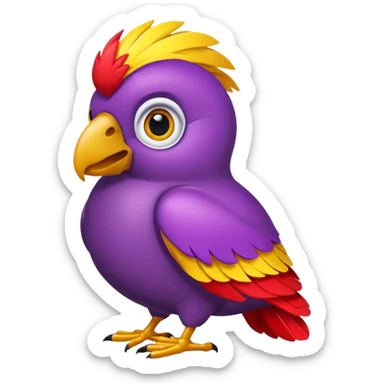 emoji de papagayo morado, rojo y amarillo (sin otros colores) sticker