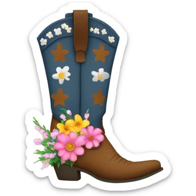 Cowboy boot with flowers  sticker